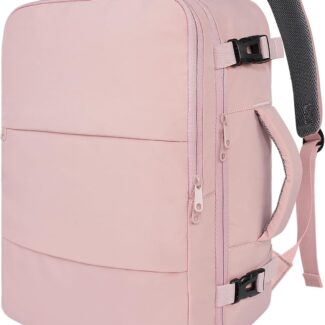 Taygeer Travel Backpack for Women, Carry On Backpack with Water Bottle Pocket & Shoe Pouch, TSA 15.6inch Laptop Mochila Flight Approved, Nurse Bag Casual Daypack for Weekender Business Hiking, Pink